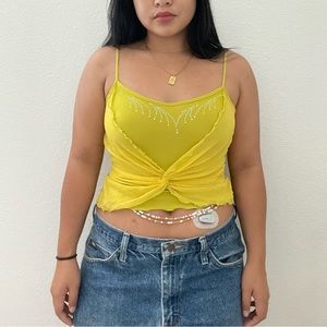Brand (?) - Lime Green Mid-Length Crop Top w/ Sequins